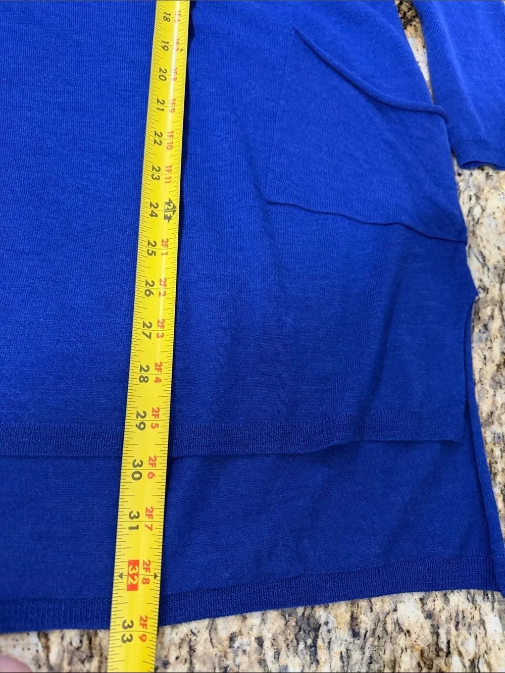 Eileen Fisher Merino Wool Tunic Sweater Medium Blue V Neck Pockets Oversized